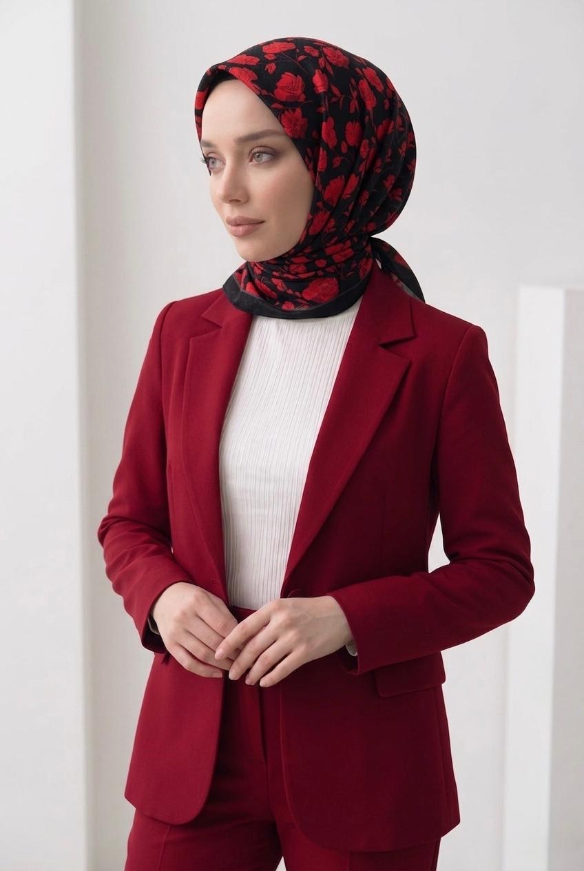 PAMUKSU SOFT EŞARP SİYAH BORDO D-26