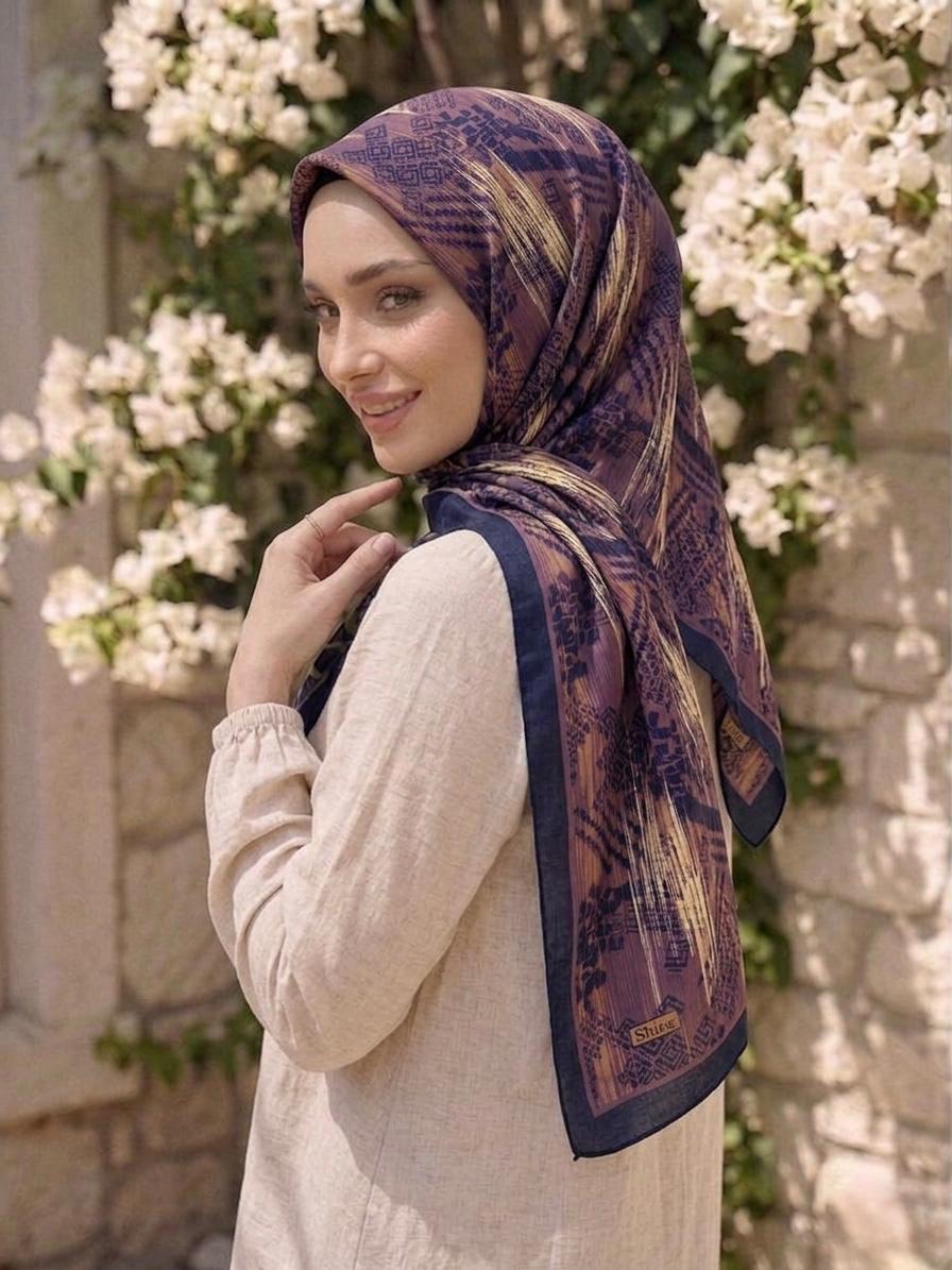 PAMUKSU SOFT EŞARP LACİVERT MÜRDÜM D-20