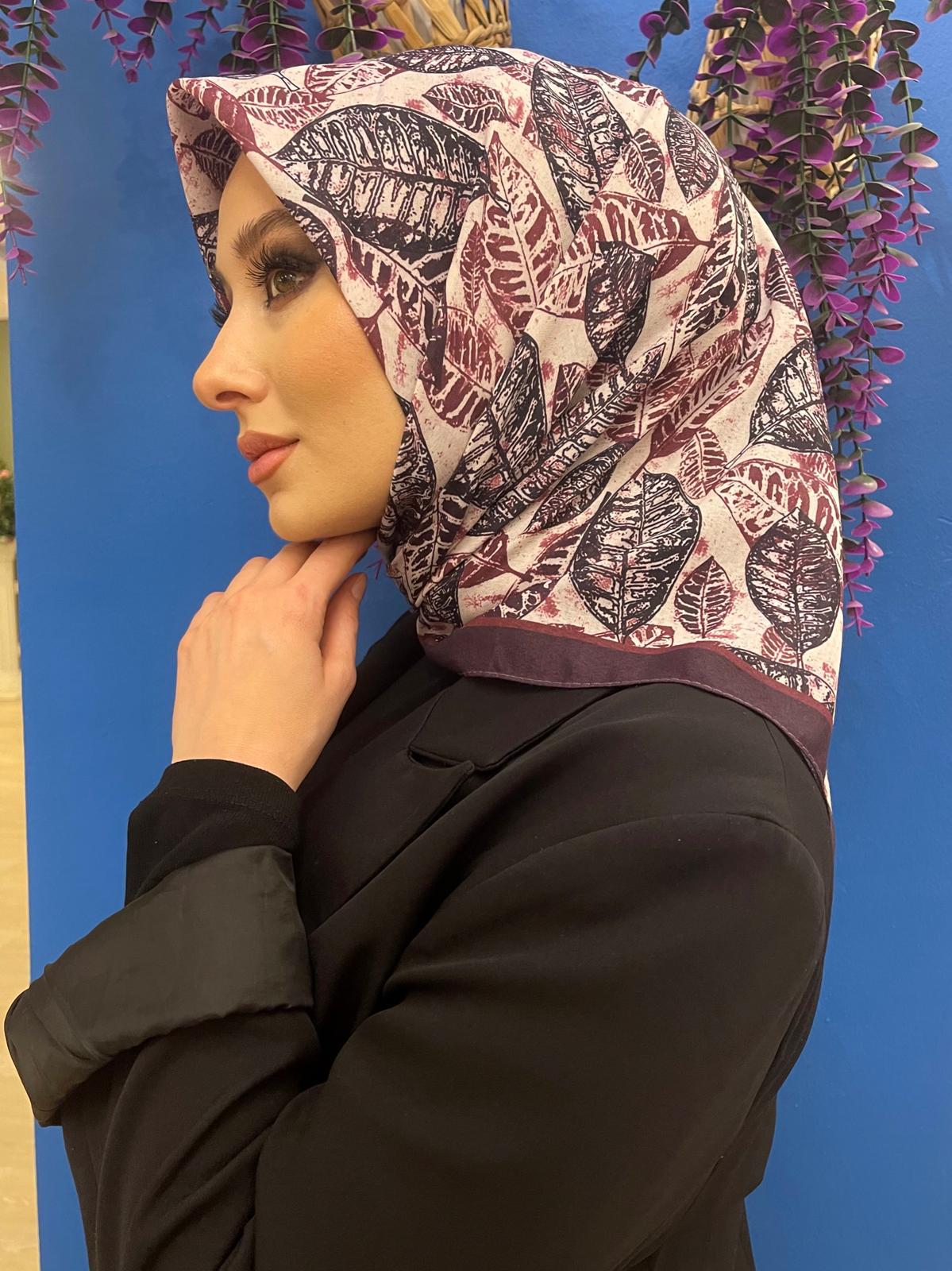 PAMUKSU SOFT EŞARP MOR KREM D-1