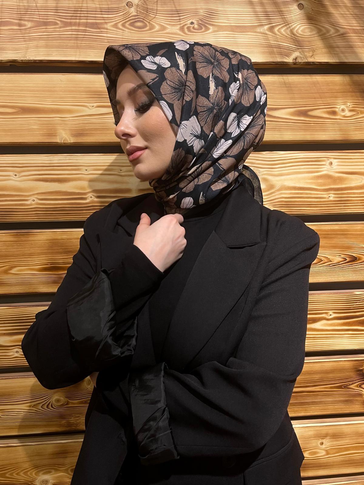 PAMUKSU SOFT EŞARP SİYAH KAHVE D-13