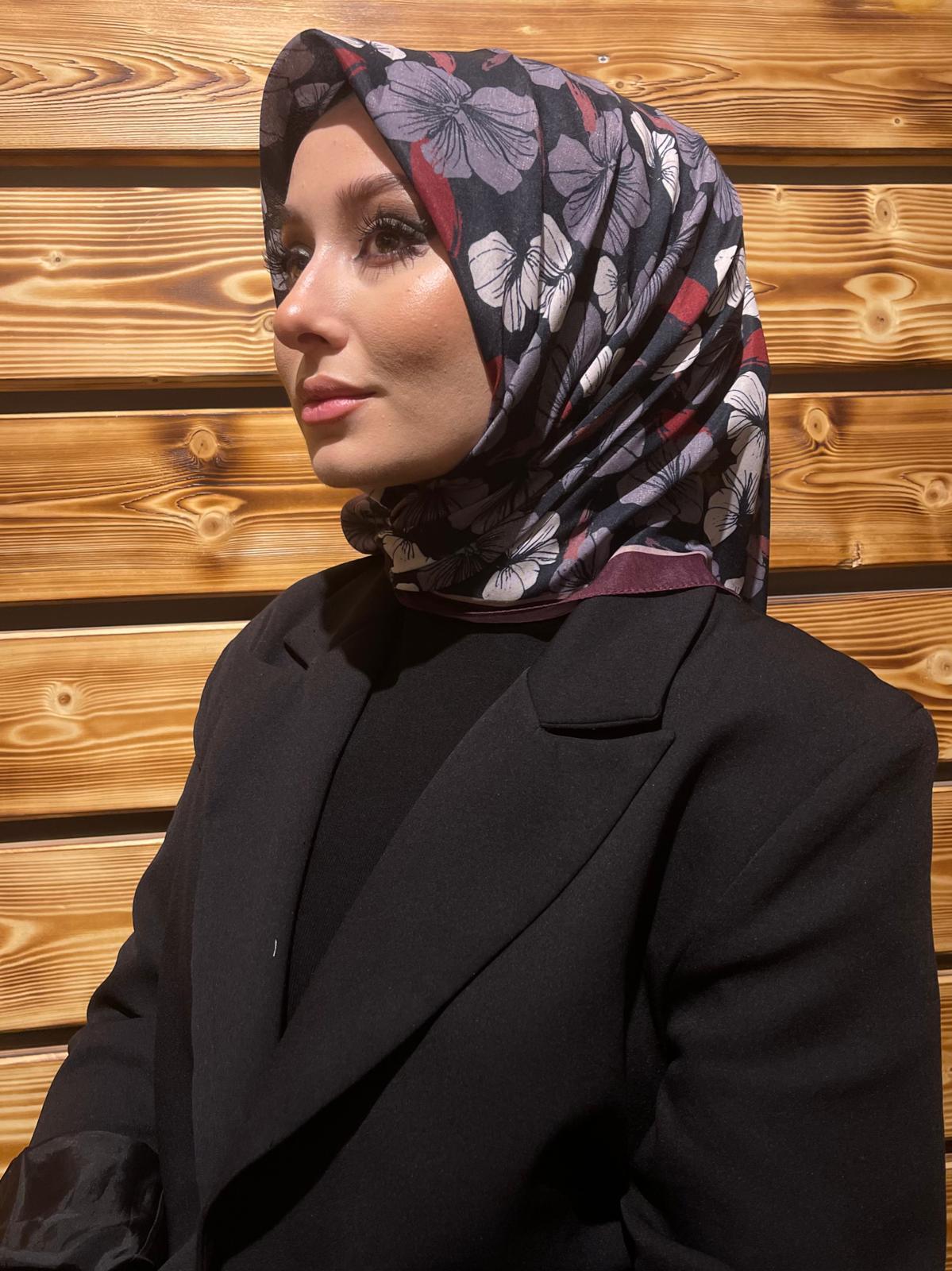 PAMUKSU SOFT EŞARP BORDO GRİ D-13