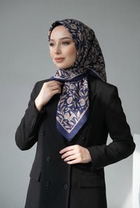PAMUKSU SOFT EŞARP LACİVERT KAHVE D-17