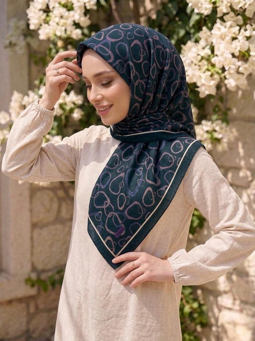 PAMUKSU SOFT EŞARP SİYAH MOR D-19