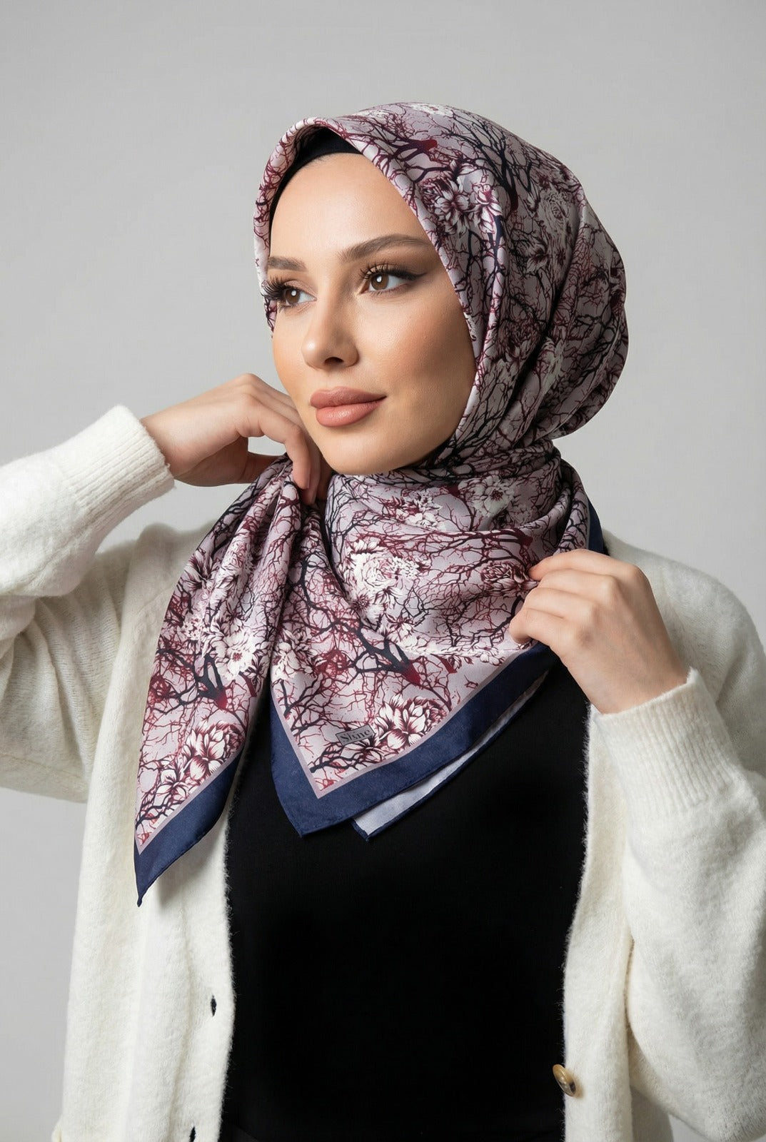 PAMUKSU SOFT EŞARP BORDO LACİVERT D-16