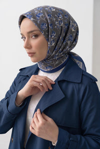 PAMUKSU SOFT EŞARP LACİVERT GRİ D-26