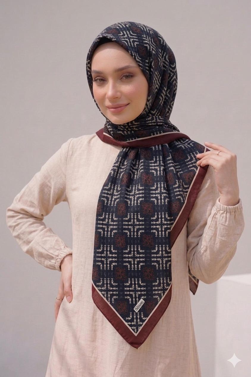 PAMUKSU SOFT EŞARP BORDO SİYAH D-23