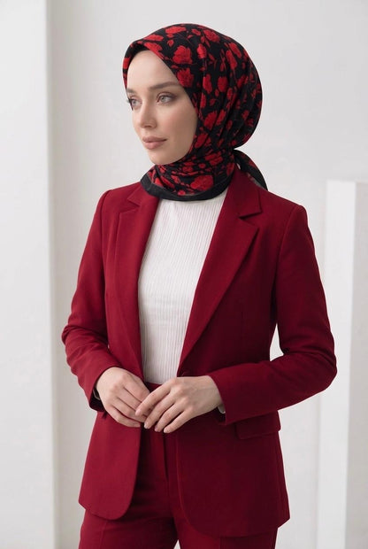 PAMUKSU SOFT EŞARP SİYAH BORDO D-26