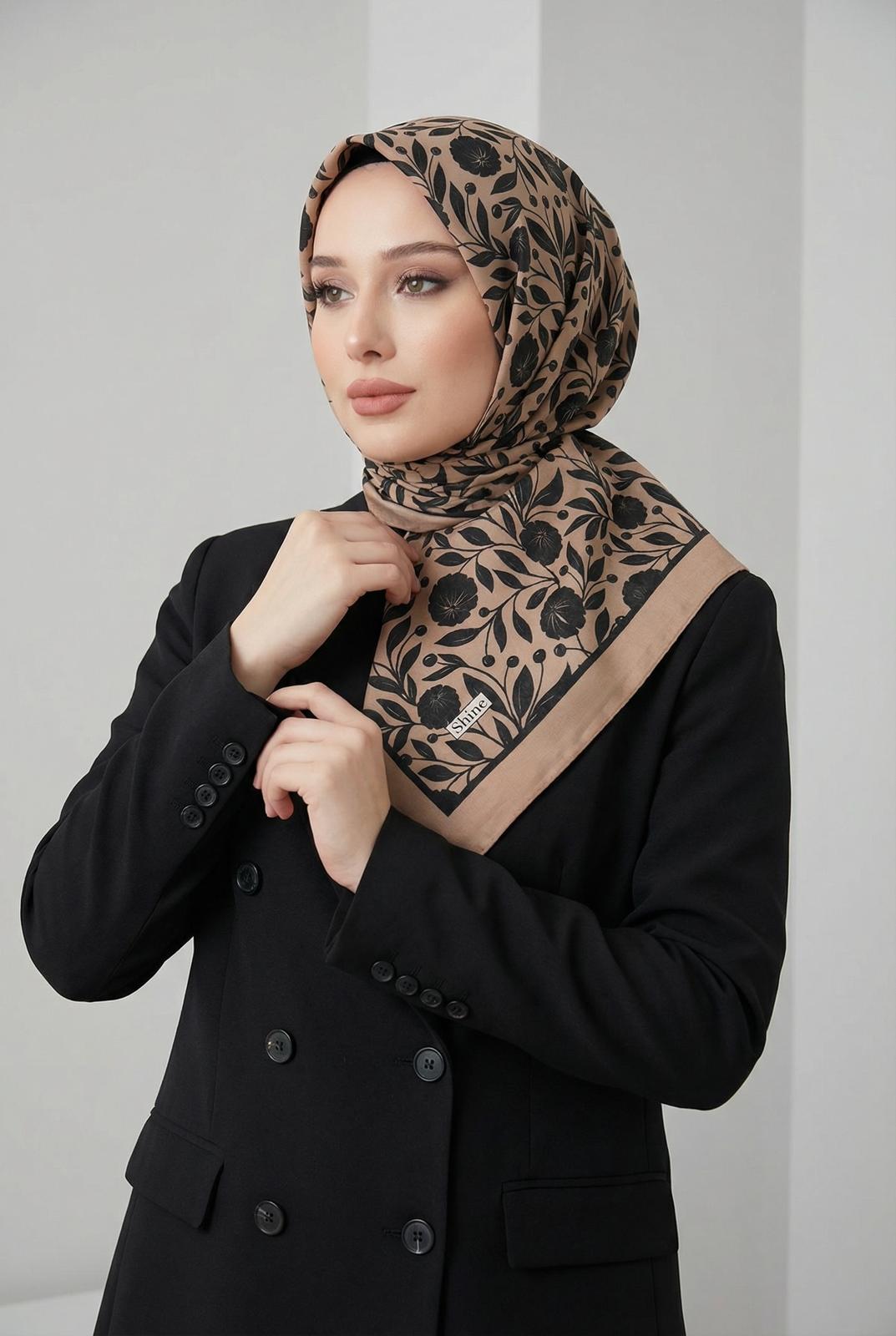 PAMUKSU SOFT EŞARP KAHVE SİYAH D-17