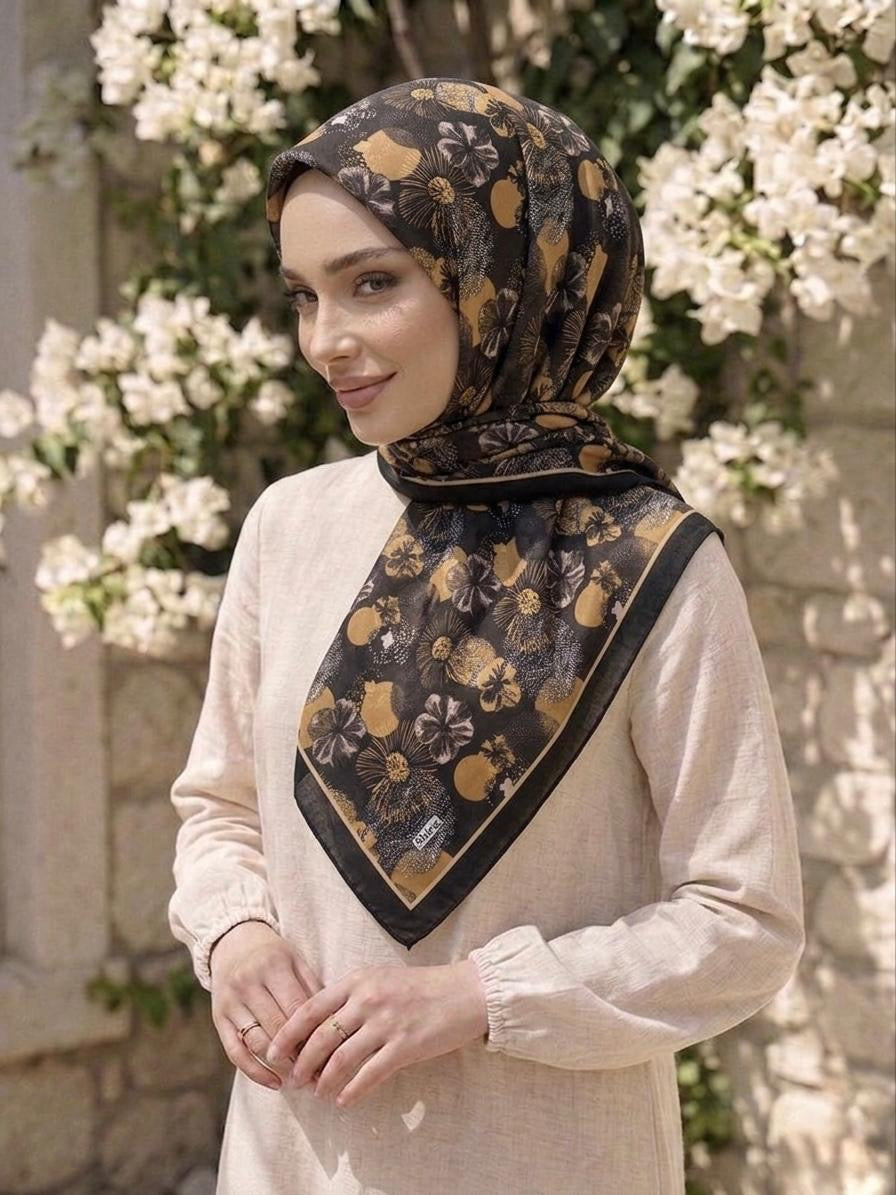 PAMUKSU SOFT EŞARP SİYAH GOLD D-21