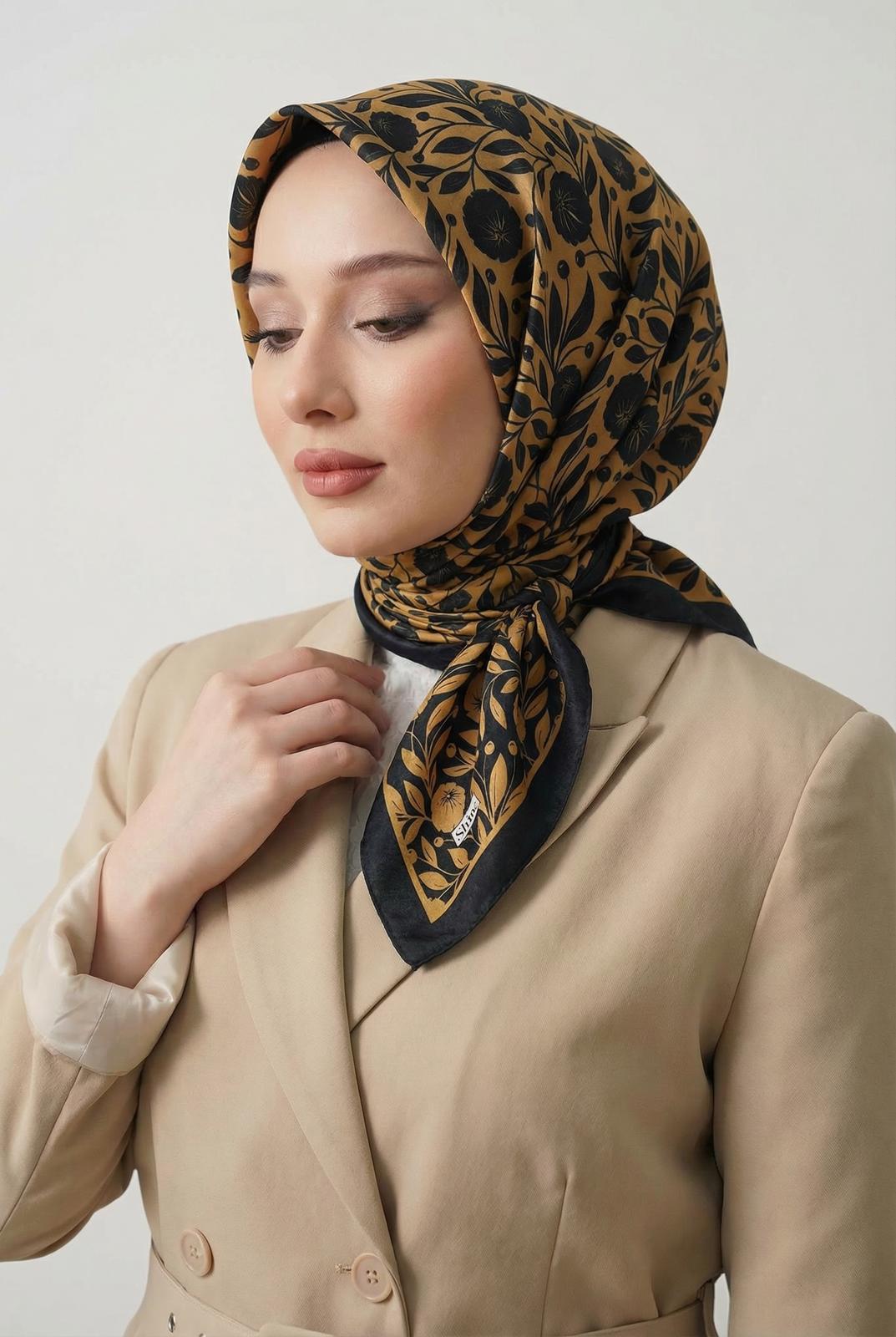 PAMUKSU SOFT EŞARP SİYAH GOLD D-17