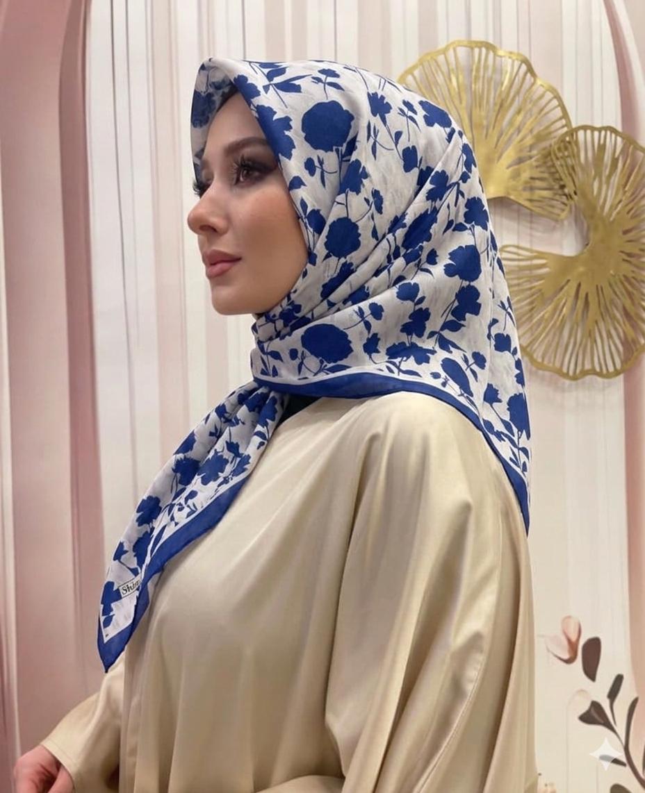 PAMUKSU SOFT EŞARP LACİVERT GRİ D-14