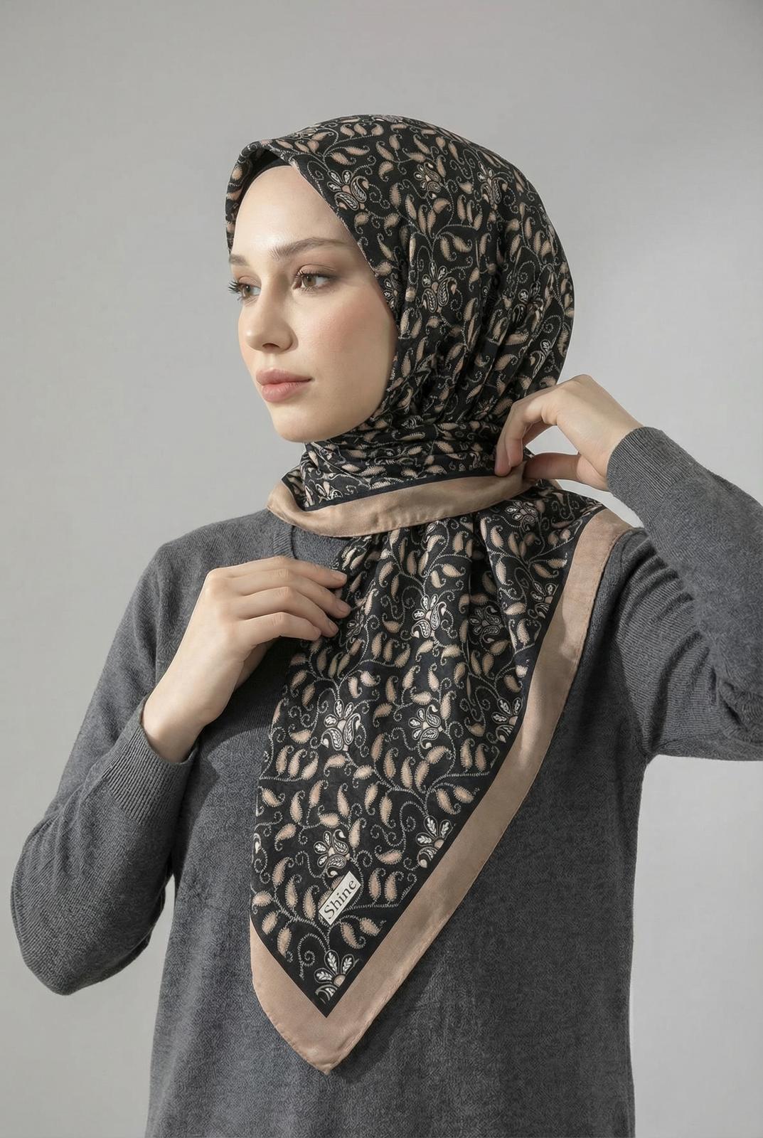 PAMUKSU SOFT EŞARP KAHVE SİYAH D-18