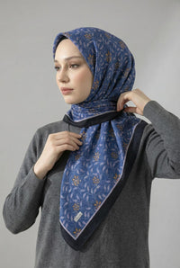 PAMUKSU SOFT EŞARP MAVİ SİYAH D-18