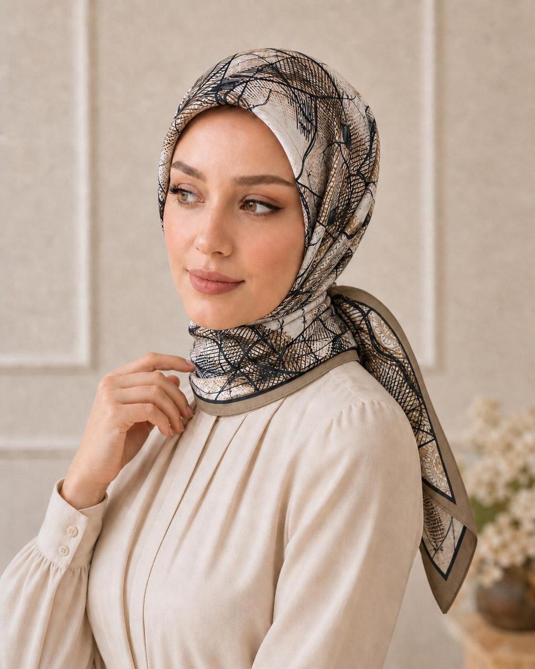 PAMUKSU SOFT EŞARP KOYU BEJ D-24