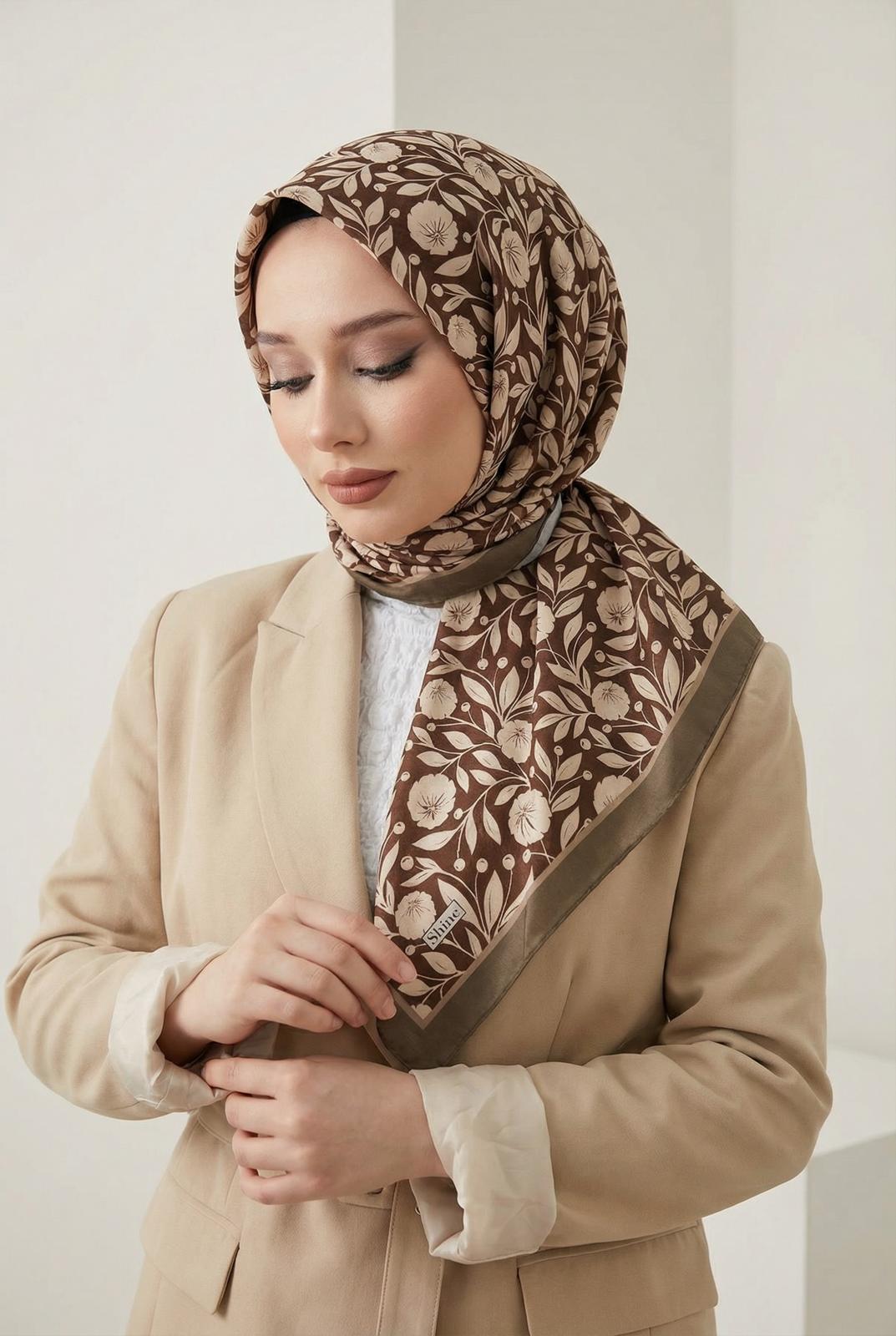 PAMUKSU SOFT EŞARP KAHVE YEŞİL D-17