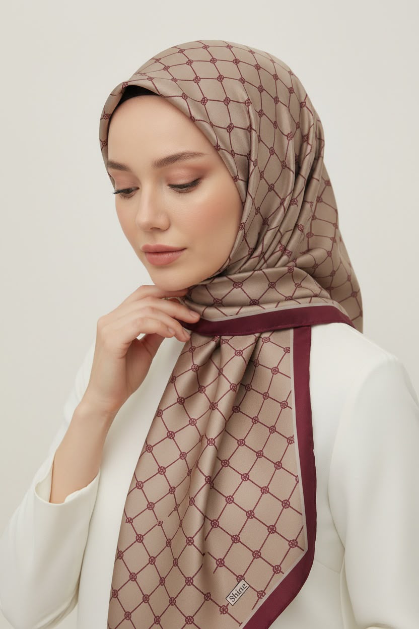 PAMUKSU SOFT EŞARP BORDO BEJ D-29