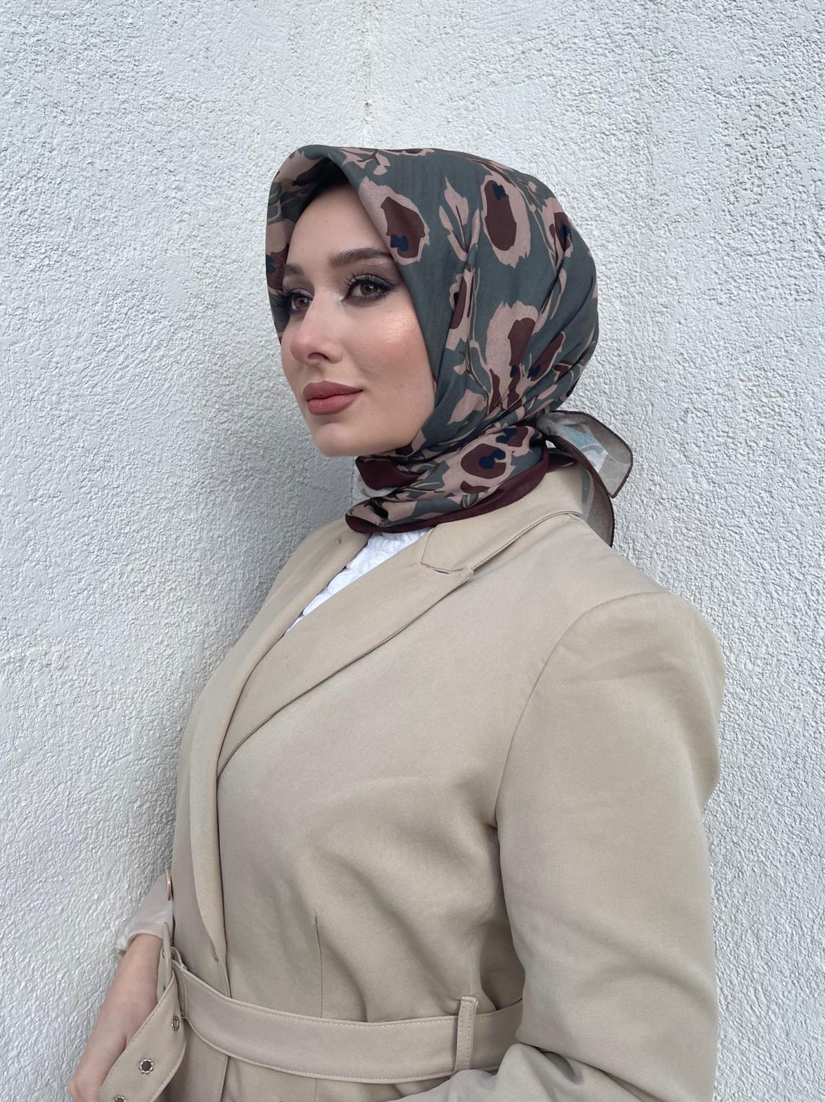 PAMUKSU SOFT EŞARP KAHVE YEŞİL D-3