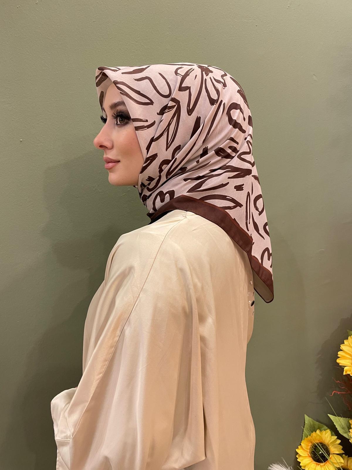 PAMUKSU SOFT EŞARP ACI KAHVE KREM D-6