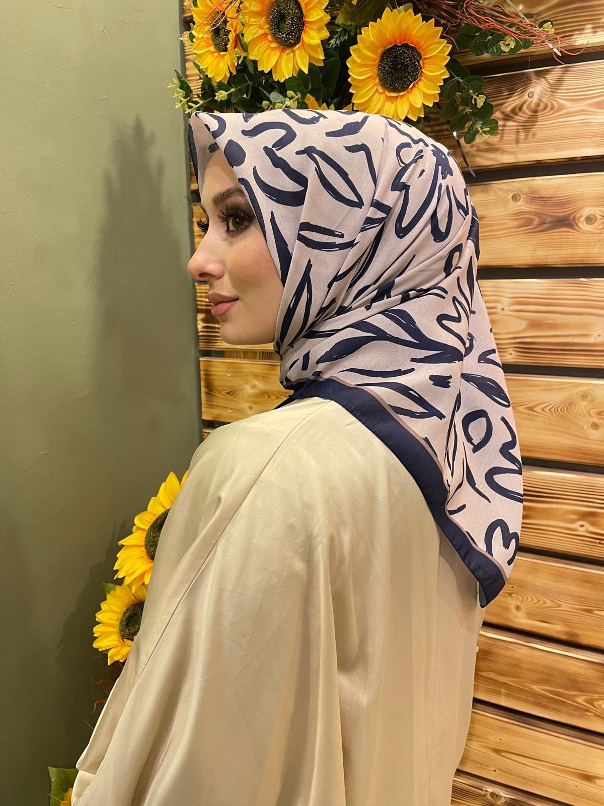 PAMUKSU SOFT EŞARP LACİVERT KREM D-6