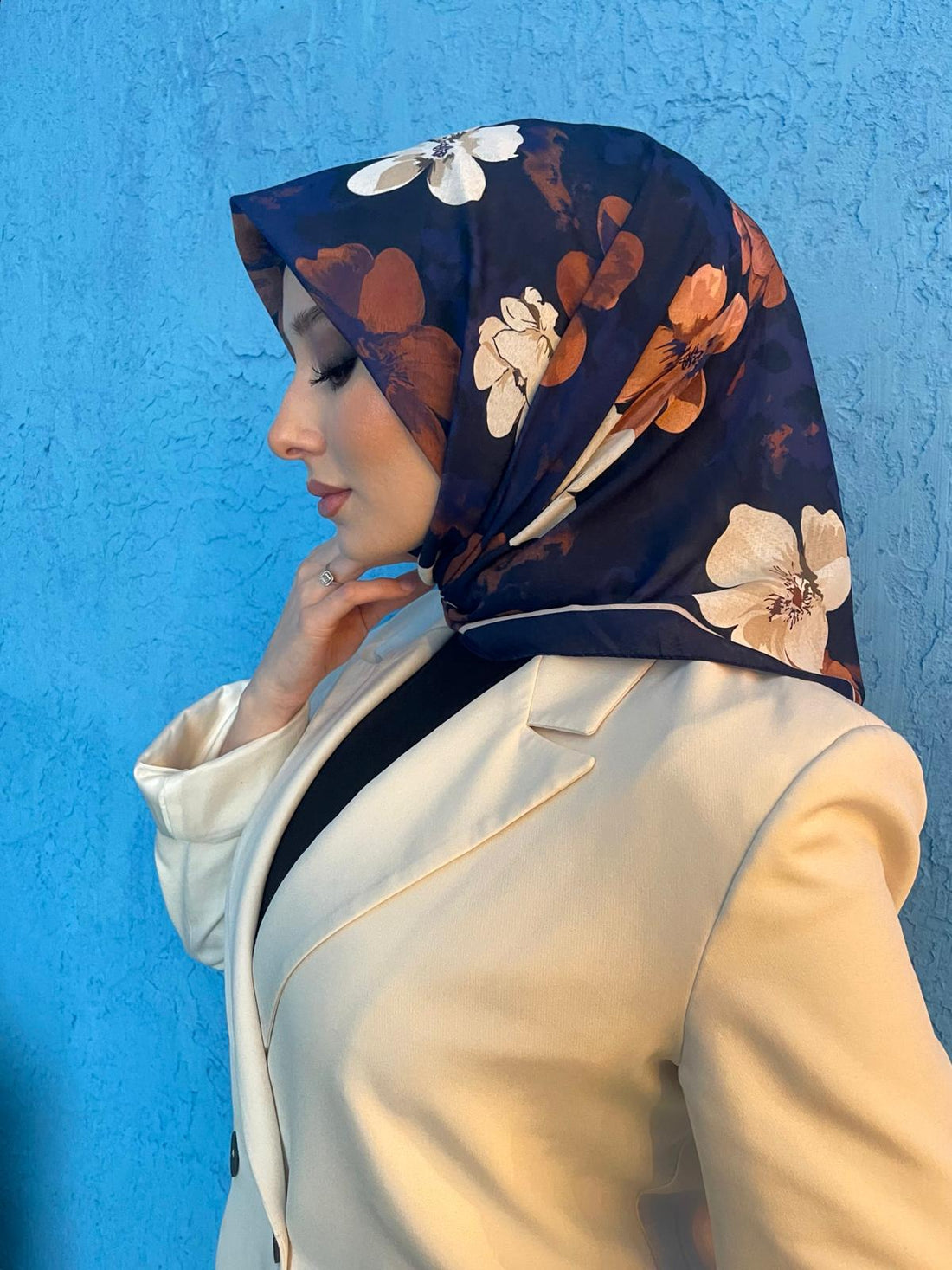 PAMUKSU SOFT EŞARP LACİVERT TABA D-12