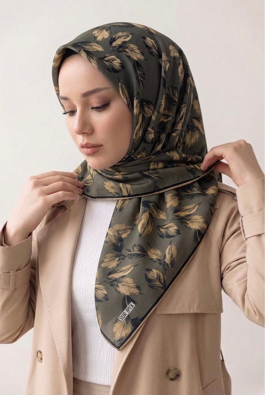 SUR İPEK LİFE SOFT EŞARP KAHVE YEŞİL D-3